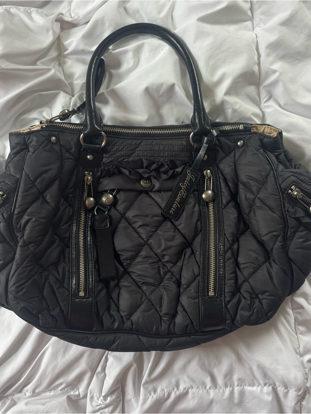Black Vintage Juicy Couture Quilted Bag with Dual Zippers